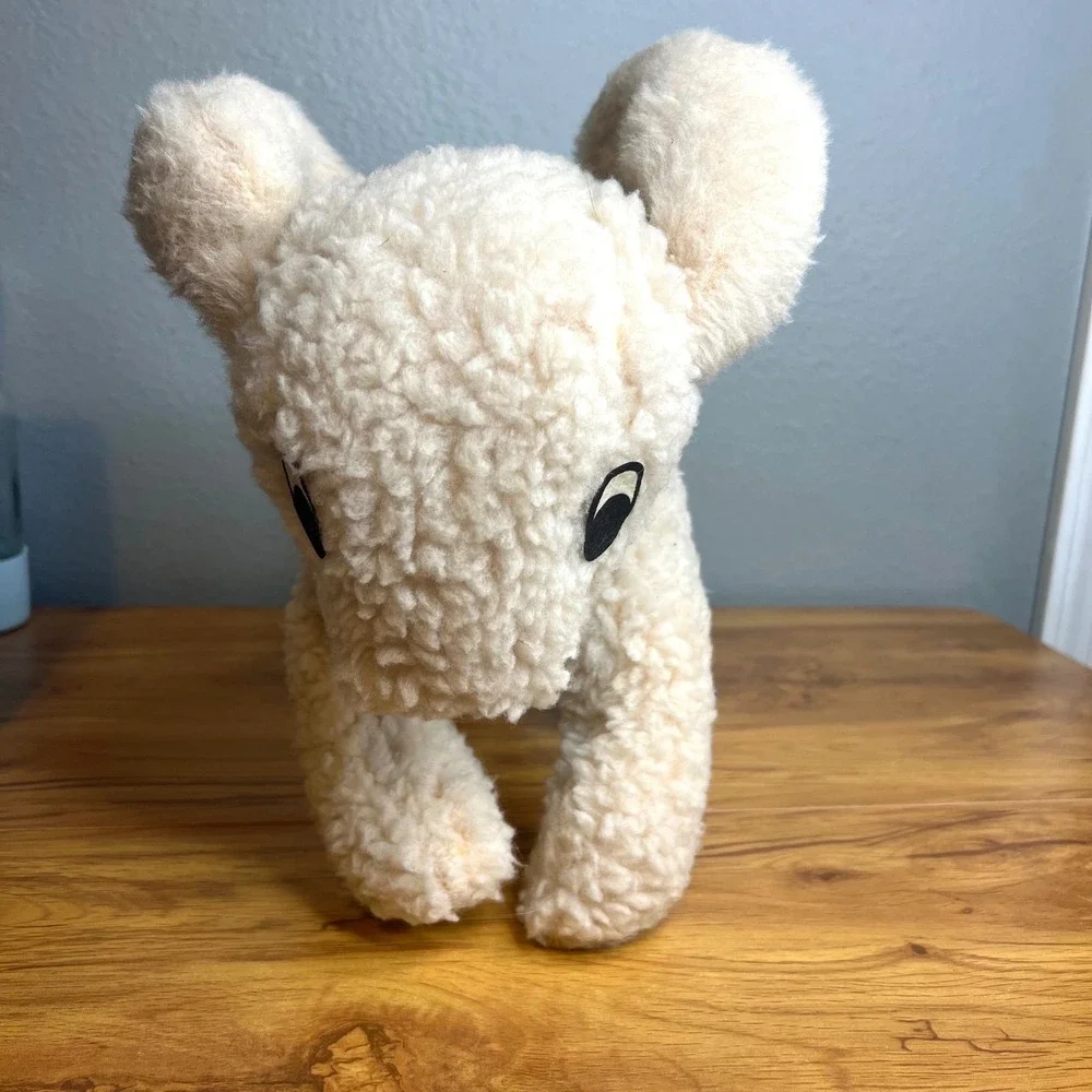 Vintage Ram Mountain Goat Plush Off White Sherpa Stuffed Animal